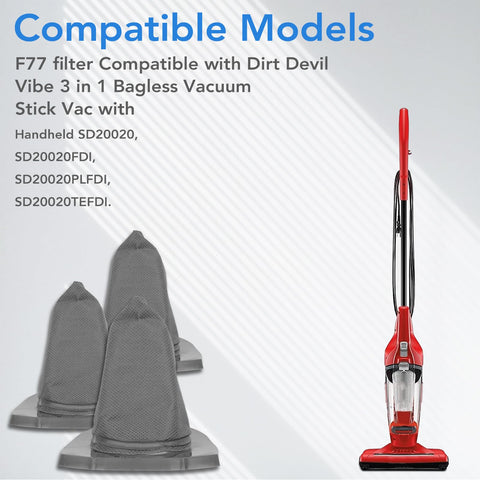 Vibe 3 In 1 Vacuum Filter Replacement For Bagless Stick Vacuum With Handheld SD20020 Series Fits SD20020 SD20020FDI SD20020PLFDI