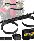 Heavy Duty Golf Cart Bag Holder Upgraded Rear Seat Bracket For One Inch Square Frame with durable straps and brackets.