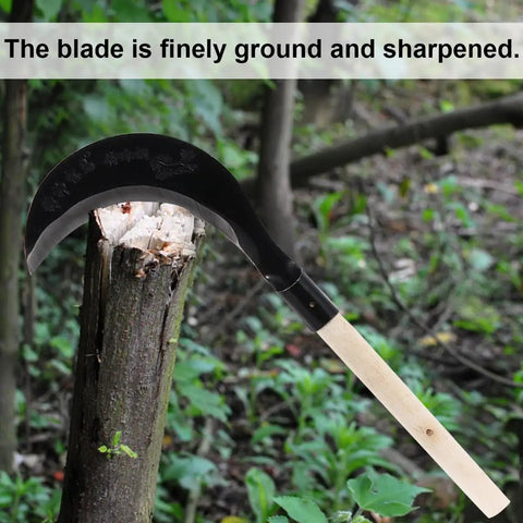 Manganese Steel Long Handle Hand Scythe For Weeding And Lawn Care With Thick Blade Heavy Duty Garden Tool Outdoor Use