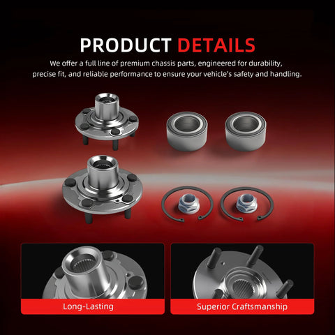 Front Wheel Hub Bearing Assembly Kit Set Of 2 For Honda Accord 2013 To 2017 With OE Numbers 44600-T2F-A01 510118 WH510118 NT510118 Premium Replacement Durable Corrosion Resistant Great Value product components