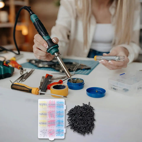 800 Pc Solder Seal Wire Connectors Kit With Heat Shrink Butt Terminals For Auto Marine Use Color Coded Electrical Crimping Set Plus 470 Tubes To Keep Your Wiring Clean And Super Secure Every Single Time You Need A Solid Connection., soldering iron and wire connectors with heat shrink tubing