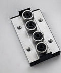 Slide Block SGB10-4UU for Dual Shaft Linear Rail showing bearings and metal construction