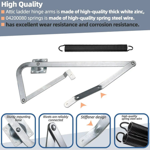 Attic Ladder Hinge Arms With Springs Replacement Kit For Werner Mk5 WU2210 W2208 W2210 Ladders After 2010 Easy Install