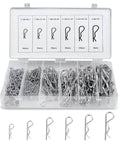 Premium Cotter Pin Kit With 150 Piece Hairpin R Clips Set In 6 Sizes Zinc Plated Spring Steel Retaining Pins in box