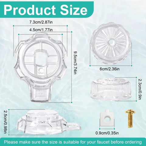 Stylish Clear Acrylic Shower Handle Perfect For Mixet MXT11 Tub And Faucet Trim Kit Bathroom Volume Temperature Control Easy Replacement Upgrade Look Cool, dimensions shown