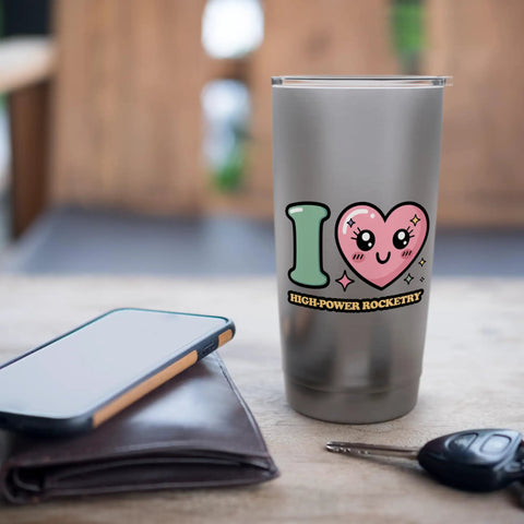 High Power Rocketry Stainless Steel Insulated Tumbler With Dual Wall Vacuum Keeps Drinks Hot Or Cold on wooden table