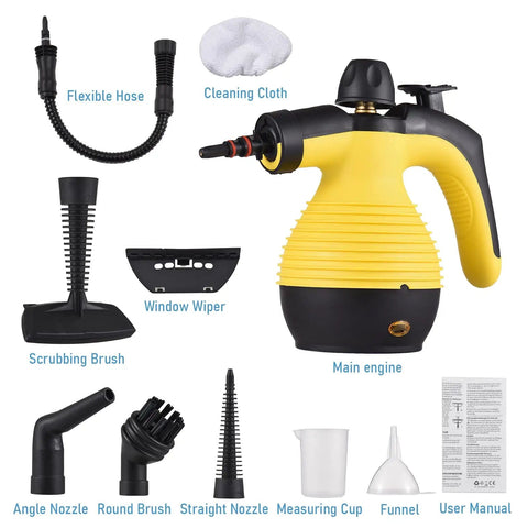 Handheld Steam Cleaner Powerhouse With 1050W Heat And Heavy Duty, Pressurized Steam Cleans Like A Pro, 9 Piece Accessory Kit