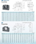 SFU1204 Ball Screw CNC Kit BK BF10 support units with dimensions and specifications for precise CNC motion