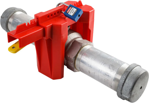 Prinzing Ball Valve Lockout Red For 2 To 8 Inch Pipe Size Large Lockout Tagout Device With Padlock Compatibility, industrial safety equipment