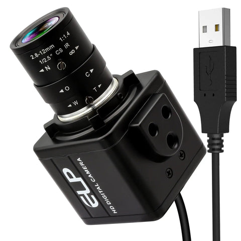 16MP HD USB Camera with 2.8 to 12mm 4X Optical Zoom CS Mount Lens, USB plug, suitable for Windows Linux Jetson Nano, ideal for inspection