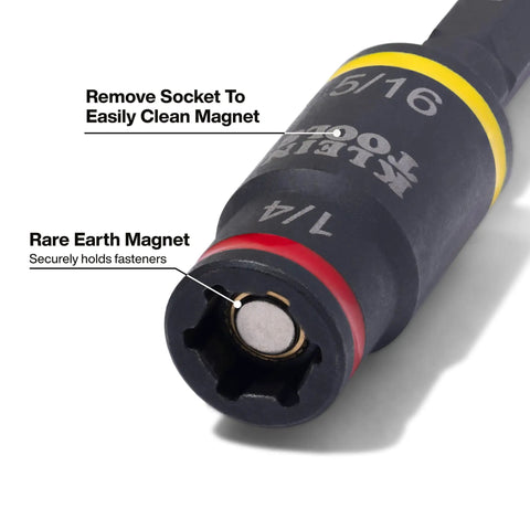Close-up of 14 In 1 Adjustable Screwdriver With Flip Socket For HVAC Includes 1/4 In And 5/16 In Nut Drivers, showing rare earth magnet.