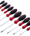 Tamper Resistant Torx Driver Set T7s Through T40s 10 Piece With Soft Cushion Grip Handle in CRM72 Steel and Hard Chromed Finish.