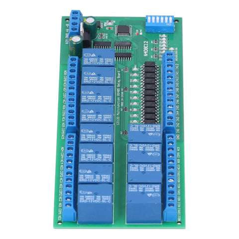 RS485 Isolated Relay Module With 12 Input And 12 Output Channels For RTU Protocol, DIN35 PLC Component, 12V DC Version