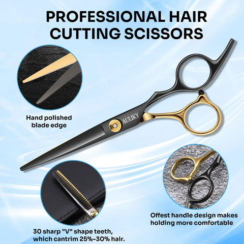 Pro Grade Hair Cutting Scissors Set 15 Pieces Stainless Steel Hairdressing Shears Kit For Barber Shop Salon Home Use