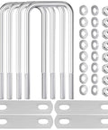 Stainless Steel Square Bend U Bolts Set With Nuts And Frame Plate For Boat Trailer Tube M10x70x200mm Heavy Duty