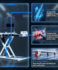 Slick Foldable Hydraulic Lift Cart And Portable Flatbed Truck Effortlessly Haul Heavy Loads Without The Sweat showing electric hydraulic power and safety features.