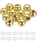 12 Pack M5 Threaded Ball Knobs With Spacers, 12mm Ball Nuts And Nut Caps, Carbon Steel, Gold Finish, displayed with spacers