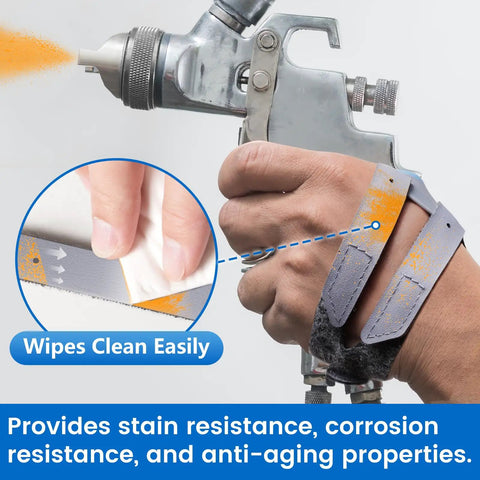 Hand holding spray gun wearing CMC Thumb Brace For Osteoarthritis With Shape Memory Restriction Splint, Right Hand, Medium, Blue