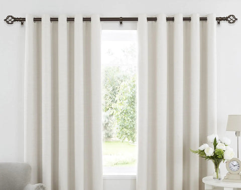 Bronze Curtain Rod Set With Adjustable Range From 32 To 58 Inches, Splicing Telescopic Drapery Rods, shown in living room setup