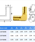 Heavy Duty Brass 90 Degree Elbow Fittings For Water Fuel And Air Systems 3/4 Inch Barb X Barb Hose Coupler With Clamps Super Quick Connect Kit, 3/4 barb size chart