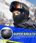 Person wearing Cooling Ice Silk Balaclava Face Mask With Glasses Holes For Men And Women while skiing.