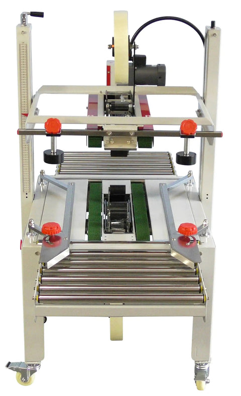Versatile Case Sealer And Adjustable Top And Bottom Tape Dispenser Zero Stress Smooth Operator For Custom Shipping Boxes with dual belt design.