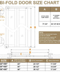 Bi-fold door size chart for White One Side Mirrored Bifold Closet Door Kit With DIY Friendly Easy Install Hardware For 32 By 80 Opening, Preassembled Panels For Pantry Laundry Or Bathroom, Shatter Resistant Tempered Mirror With Anti Corrosion Frame
