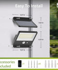 Dope Solar Flood Light With Motion Sensor For Outdoors 6500K Daylight 800 Lumens mounted on wall with included accessories