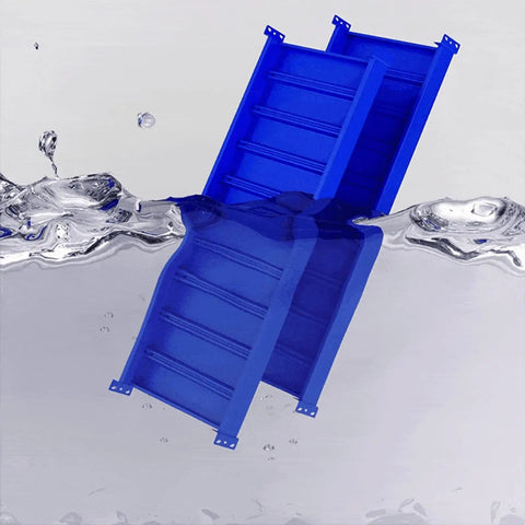 Hella Sturdy 4 Tier Metal Shelving Unit Boltless Heavy Duty Storage Rack Built For Garage Workshop Setup Features Big Time Reinforced Steel Shelves For Tools, blue shelving unit floating in water.