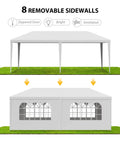 Outdoor White Waterproof Gazebo Tent With Removable Sidewalls And Windows Ten By Twenty Feet Heavy Duty Event Shelter front view