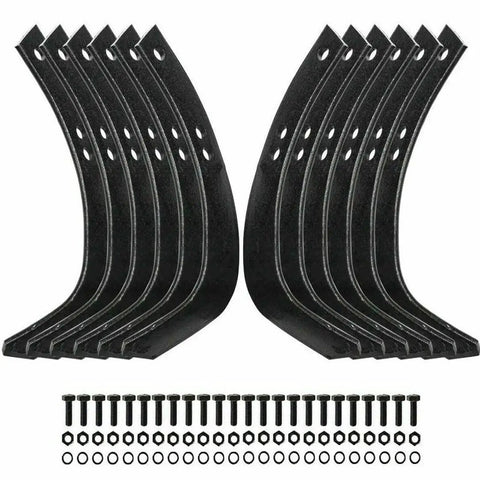 Heavy Duty Tiller Tines Set Of 12 Compatible With 4460J 4459J 6554J And 6555J For Deep Soil Cultivation with bolts and nuts