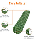 Inflation options for Lightweight Camping Sleeping Pad With Built In Foot Pump No Fuss Quick Inflate Insta Pump Tech