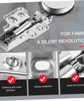 Two Piece Hydraulic Glass Door Hinges Thickened Heavy Duty Silent Hidden Cabinet Hinges With Soft Close Buffer For Kitchen Cupboard Doors Includes Two Pack For Easy Replacement And Smooth Noise Free Opening.