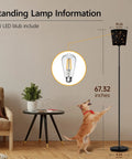 LED Floor Lamp With Linen Shade Tall 67 Inch Standing Lamp Adjustable Gooseneck Modern Reading Light For Cozy Living Room Bedroom Office Farmhouse 12W LED Bulb Included in cozy living room setup with dog