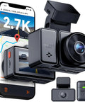 Dual Front And Rear Dash Cam With 2.7K Plus 2.7K Recording, STARVIS Sensors, GPS, WiFi, 2.45 Inch IPS Screen in car setup
