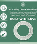 Pack Of 10 White Recessed Light Trim Medallions For Easy Install, 10 Inch Outer Diameter, 6 Inch Inner Diameter