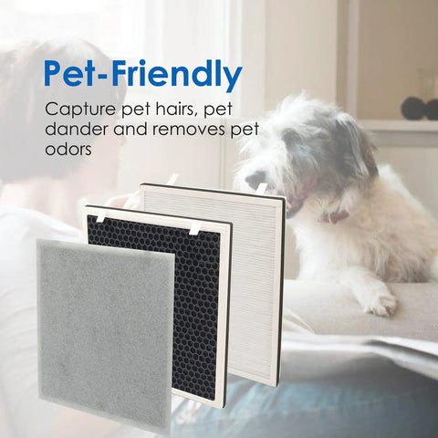 Vital 100 Replacement Filter Set For Levoit Vital 100 Air Purifier Two Pack 3 In 1 Filtration with pet-friendly features and dog