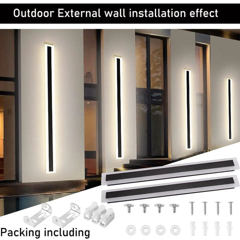 Slick Two Pack 23.6 Inch Outdoor Modern LED Wall Light Set 18W Waterproof IP65 up, down, side illumination installed on wall