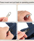 Detachable Metal Zipper Pull Replacement Kit With Six Heads And Six Extension Cords For Backpacks Jackets Luggage Boots And Tents installation steps