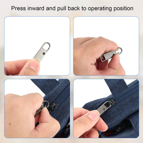 Detachable Metal Zipper Pull Replacement Kit With Six Heads And Six Extension Cords For Backpacks Jackets Luggage Boots And Tents installation steps