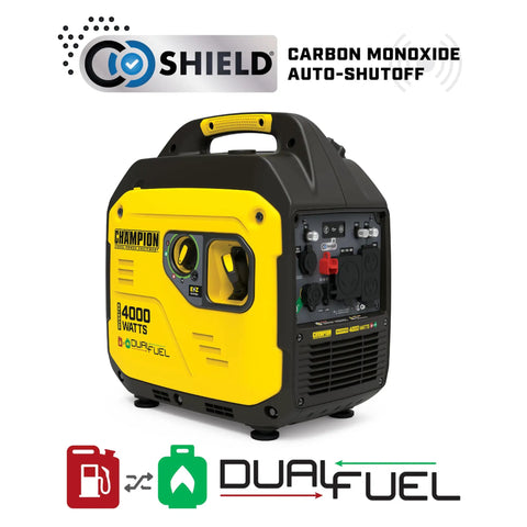 4000-Watt Dual Fuel Portable Inverter Generator RV Ready With Quiet Technology And CO Shield Auto Shutoff, side view
