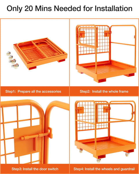 Heavy Duty Forklift Safety Cage 36 By 36 Inch Platform Packing Rock Solid 1200 Lb Capacity For Twin Aerial Maintenance While Delivering Legit Industrial Muscle Through Tough Daily Grind Operations