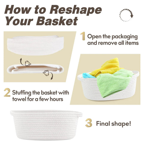 Small Woven Rope Basket With Handles And Bonus Gift Bag Plus Ribbon Hella Durable Storage Bin For Toys Nursery Room Organizer Sweet Everyday Vibe 12 By 8 By 5 Inches White