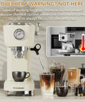 Home Barista Espresso Machine Generating Solid 20 Bar Pressure, Instant Heat Activation, Adjustable Steam Wand Crafting Hella Silky Latte Art, 42 Oz Tank, Cream with various coffee drinks.