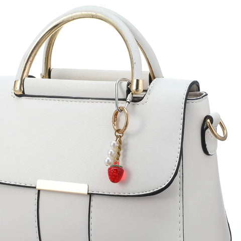White handbag with 15 Pack Small Locking Carabiners With Twist Lock For Keychains And Leashes Stainless Steel D Ring Clips