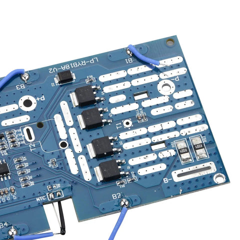Rock Solid Battery Protection Shell With Built In Circuit PCB Board Custom Fit For Ryobi 18V P103 P108 Packs close-up of PCB with components.