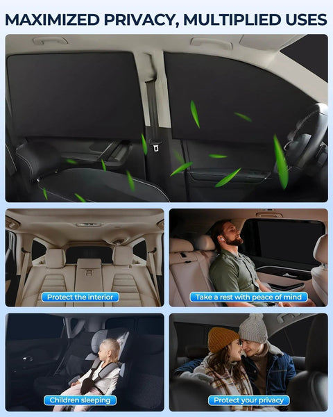 Ford F-150 Four-Door Privacy Window Shade Set For 2021-2025 in use, showing full coverage on front, side, and rear windows inside truck.