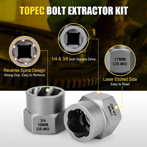 35-Piece Bolt Extractor Kit With One Quarter And Three Eighths Inch Drive No Nonsense Easy Out Socket Set for automotive use