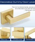 Gold Dummy Door Lever Handles Set Of 6 For Interior Doors And Closets No Latch Or Lock, Non Turning Single Sided Reversible Levers