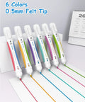 Dual Color Highlighter Pens Set With One Stroke Two Colors 6 Vibrant Inks 3 Curve Shapes Acid Free No Bleed